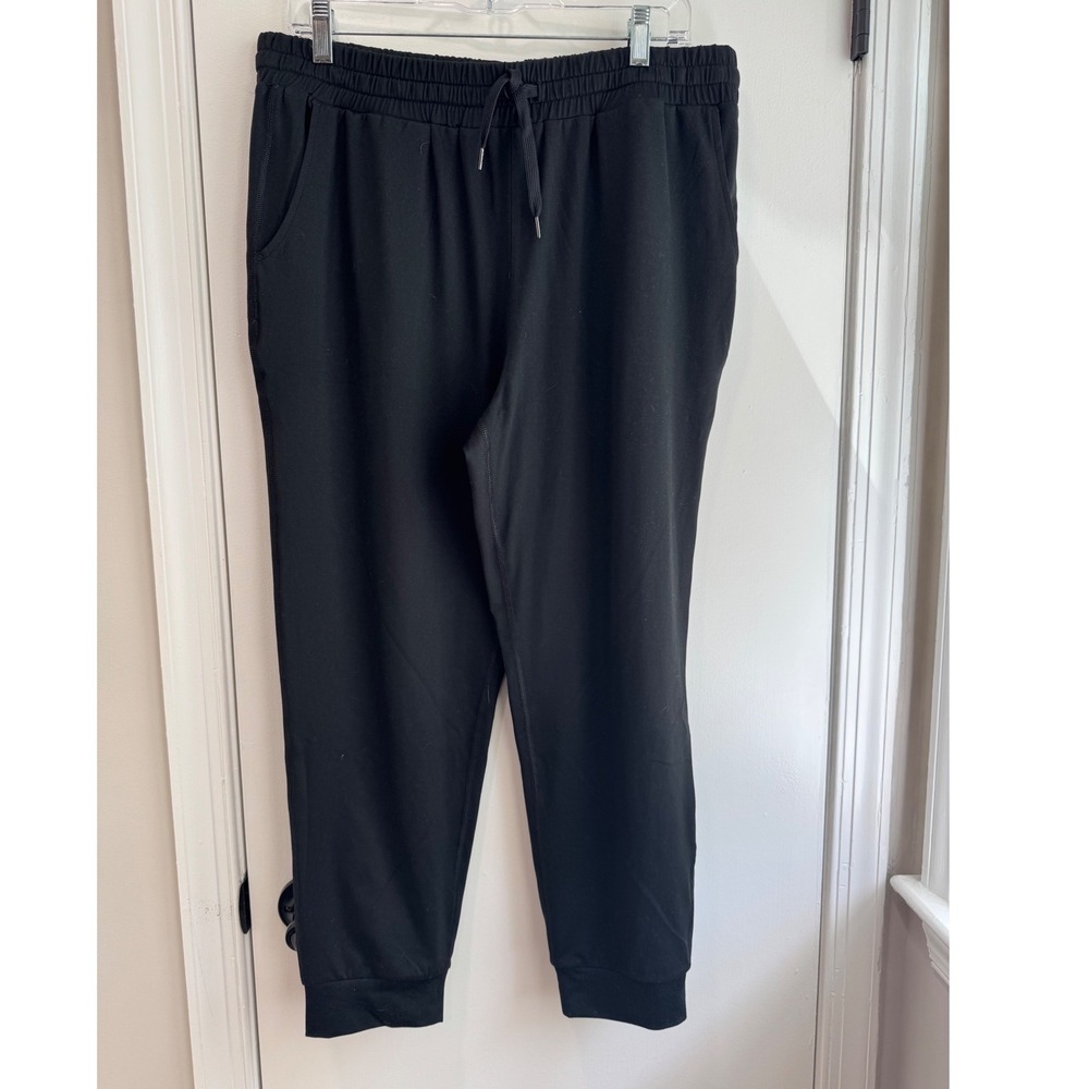 Quince Flowknit Mid-Rise Jogger Black Recycled Polyester Spandex Pants Womens L